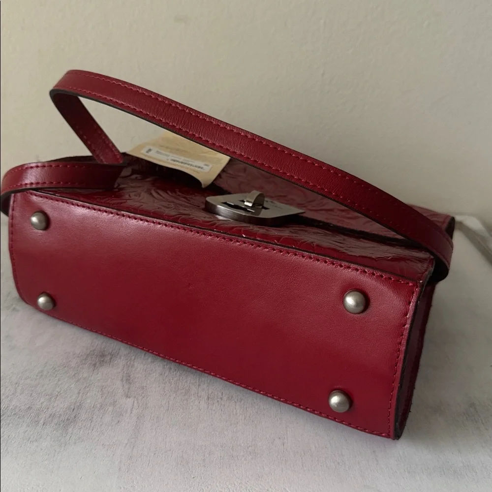 Patricia Nash Leather Tooled Crossbody Chauny Lava Red BRNTL Handbag Tote